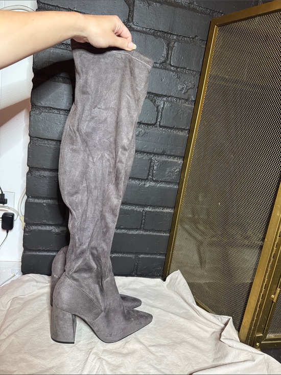 Macy's Shoes - Macy's Gray Over-the-Knee Block Heel Boots